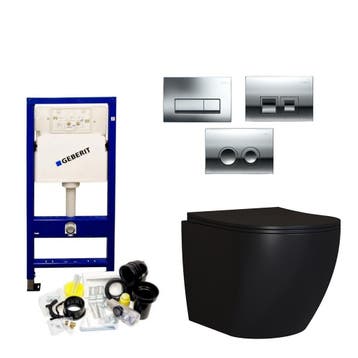 Geberit UP100 Mat Zwarte Toiletset set65 Mudo Randloos, Ophalen of Verzenden, Nieuw
