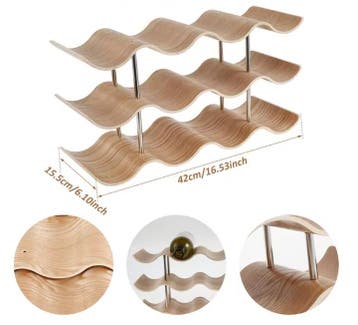 Houten Wijnrek 2/3-Laags – Golvend Design Flessenopslag, Verzenden, Nieuw