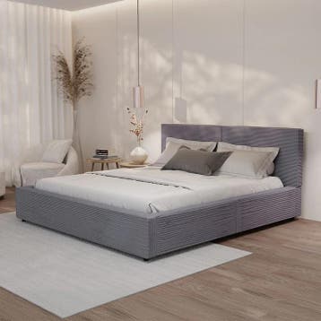 Gestoffeerd Bed Salerno - Corduroy - 180x200cm - Grijs, Verzenden, Nieuw