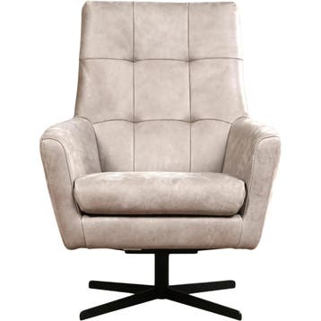 Leren draaifauteuil Central - Kenia Lightgrey (lichtgrijs), Nieuw, Ophalen of Verzenden, 75 tot 100 cm, Industrieel, Modern