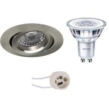 GU10 Inbouwspot Set - Mat Nikkel - Inbouw Rond - Kantelbaar, Ophalen of Verzenden, Nieuw, Overige fittingen, Plafondspot of Wandspot