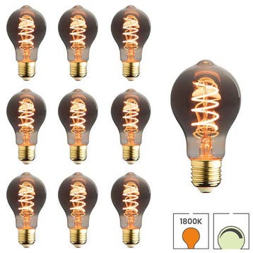 Set van 10 LED lampen E27 | 5.5 watt dimbaar | 1800K extra, Verzenden, Nieuw, E27 (groot), Overige typen