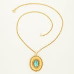 Ketting met hanger - 18 karaat Geel goud Turquoise, Sieraden, Tassen en Uiterlijk