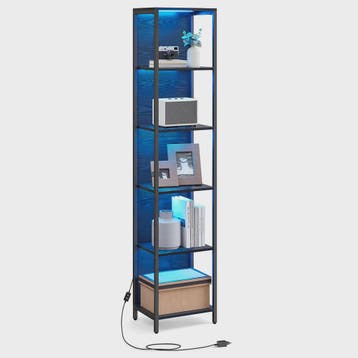 VASAGLE 6-laags Boekenkast met Verstelbare LED Verlichting e, Verzenden, Nieuw