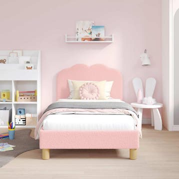 vidaXL Bedframe voor kinderen met hoofdbord Roze 80 x 160 cm, Verzenden, Nieuw, Stof