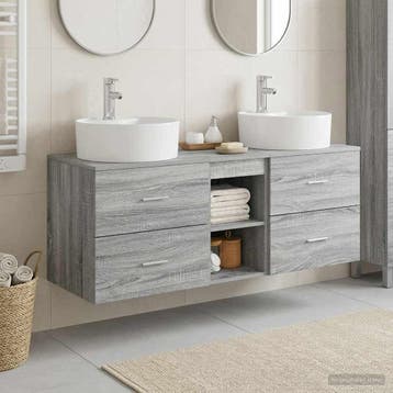 vidaXL Badkamerkastenset 3 st Grijs Sonoma 49,5 x 44,5 x 65, Verzenden, Nieuw