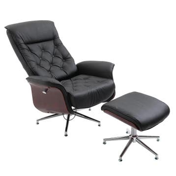 TRUUSK Relaxfauteuil met Kruk - TV-stoel 360° Draaibaar - Ge, Verzenden, Nieuw