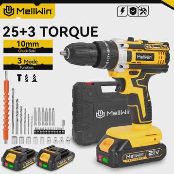 MELLWIN Accu Klopboormachine Set 25+3 Nm Koppel - 10mm Klopb, Verzenden, Nieuw