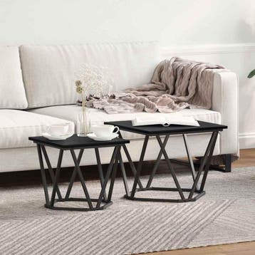 vidaXL Bijzettafelset 2 st Zwart Eiken 50 x 50 x 40 cm, Huis en Inrichting, Verzenden, Vierkant, Nieuw, 50 tot 100 cm
