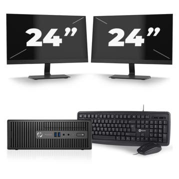 HP ProDesk 400 G3 SFF -   i5-6e  - 8GB  - 256GB  + 2x 24 inc, Qwerty, Verzenden, 8 GB, Refurbished
