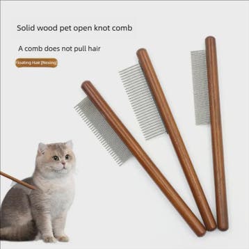 Professionele Kattenkam met Houten Handvat - Roestvrij Staal, Verzenden, Nieuw