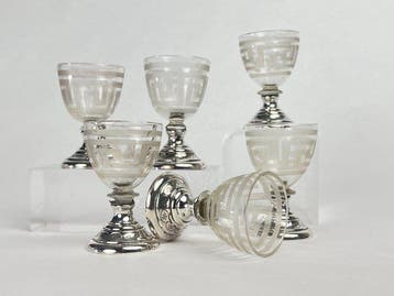 Drinkset (6) - Griekse Sleutel (Meander) - .800 zilver -