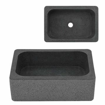 vidaXL Gootsteen 45x30x15 cm riviersteen zwart, Verzenden, Nieuw