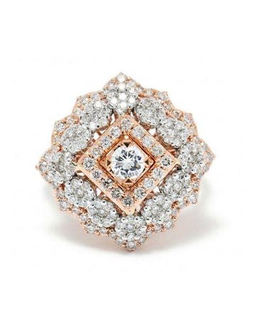 Statement ring - 14 karaat Witgoud - 1.32ct. tw. Diamant