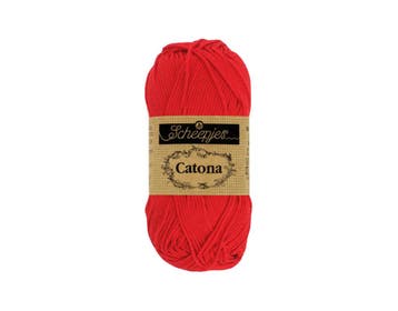 Scheepjes Catona - 10g - 115 Hot Red - Haakgaren / Breigaren, Ophalen of Verzenden, Nieuw, Breien of Haken, Wol of Garen