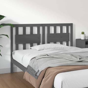 vidaXL Hoofdbord 125,5x4x100 cm massief grenenhout grijs, Verzenden, Nieuw, Grijs, Hout