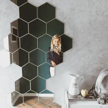 Zeskant Spiegel Muurstickers Set - 3D Decoratie voor Woonkam, Verzenden, Nieuw