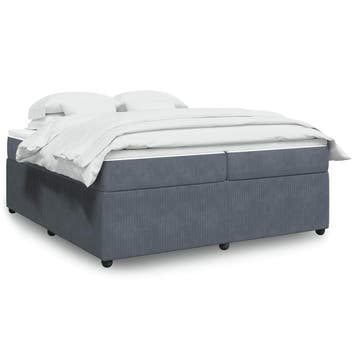 vidaXL Boxspring met matras fluweel donkergrijs 200x200 cm, Verzenden, Overige maten, 200 cm, Nieuw