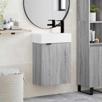 vidaXL Badkamermeubel met kraan Grijs Sonoma 45,5 x 22,5 x, Huis en Inrichting, Verzenden, Nieuw