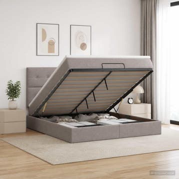 vidaXL Ottoman bed met matras met hoofdeinde Taupe 140 x 200, Verzenden, Nieuw