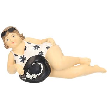 Beeld dikke dame 20 cm in wit/zwart badpak - Beeldjes, Ophalen of Verzenden, Nieuw