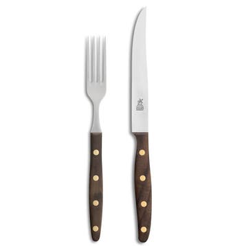 Robert Herder Windmühle Steakvork en Steakmes – RVS – G, Ophalen of Verzenden, Nieuw, Rvs of Chroom, Bestekset