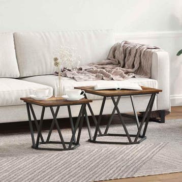vidaXL Bijzettafelset 2 st Gerookt eiken 50 x 50 x 40 cm, Huis en Inrichting, Verzenden, Vierkant, Nieuw, 50 tot 100 cm