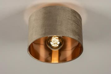 Rietveld Plafondlampen - Zwart, Taupe - Stof, Metaal, Verzenden, Nieuw