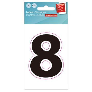 55. Plakcijfer 8 zwart, Ophalen of Verzenden, Nieuw in verpakking