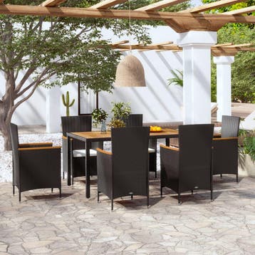 vidaXL 7-delige Tuinset met kussens poly rattan, Verzenden, Nieuw, 6 zitplaatsen, Tuinset