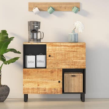 vidaXL Dressoir met 2 deuren 80x33x75 cm massief mangohout, Verzenden, Nieuw, 50 tot 100 cm, 25 tot 50 cm