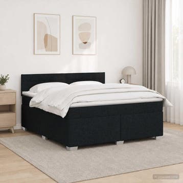 vidaXL Boxspring Bed met Matras en LED Zwart 160 x 200 cm, Verzenden, Nieuw, Tweepersoons, Zwart