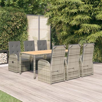 vidaXL 7-delige Tuinset met kussens poly rattan grijs, Verzenden, Nieuw, Tuinset
