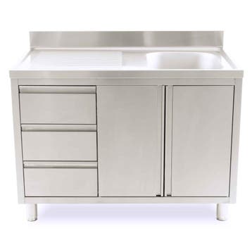 HCB Spoeltafel - klapdeur - lades - 120 cm - RVS, Verzenden, Nieuw in verpakking, Overige typen