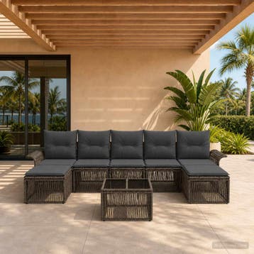 vidaXL Tuinbankenset 8 pcs Grijs poly rattan, Tuin en Terras, Tuinsets en Loungesets, Verzenden, Nieuw, 8 zitplaatsen