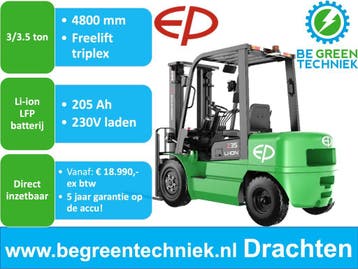 EP | Elektrische Heftruck | 3.000-3.500 kg | 4800 mm | vanaf, 3000 tot 4000 kg, Heftruck, Elektrisch, Verzenden