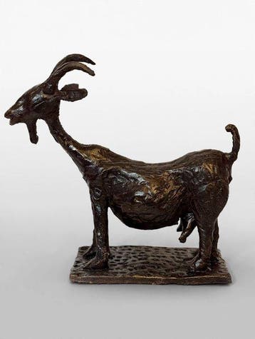 Abdoulaye Derme - sculptuur, Biquette - 21 cm - Brons