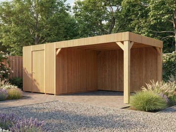 Veiling - Tuinhuis triple-profiel met overkapping 350x700x24, Nieuw