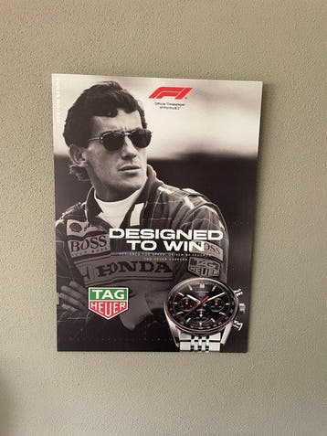 Tag Heuer - Reclamebord - Ayrton Senna - Aluminium