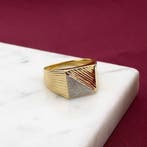 Bicolor gouden zegelring, Sieraden, Tassen en Uiterlijk, Ringen, Gebruikt, Overige kleuren, 20 of groter, Heer
