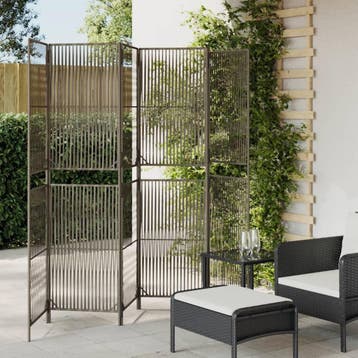 vidaXL Kamerscherm 6 panelen poly rattan grijs, Huis en Inrichting, Verzenden, Nieuw