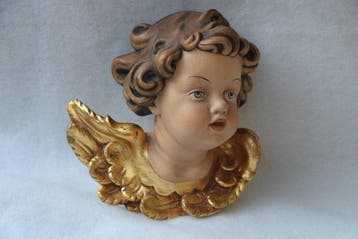Val Gardena/Grödnertal - Putti/Engelen hoofd -, Antiek en Kunst