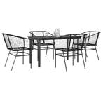 vidaXL 5-delige Tuinset poly rattan glas zwart, 4 zitplaatsen, Nieuw, Tuinset, Verzenden