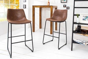 Design barstoel DJANGO vintage bruin met ijzeren frame -, Ophalen of Verzenden, Nieuw