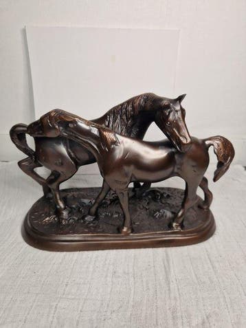 Beeld, Bronzen paarden - 18 cm - Brons - 1980