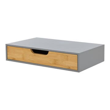 Wandplank met lade Bokn bamboe 40x24x8 cm grijs [en.casa], Verzenden, Nieuw