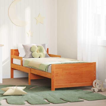 vidaXL Bedframe met hoofdeinde Wasbruin 80 x 200 cm Bewerkt, Huis en Inrichting, Verzenden, Nieuw, Bruin, Hout