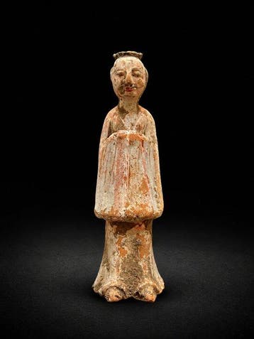 Het oude China, Noordelijke Wei Terracotta Figuur - 19 cm