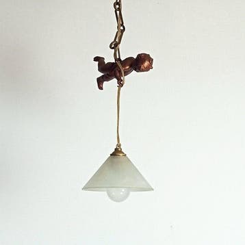 Plafondlamp - regule (legering van vnl. zink en lood), brons