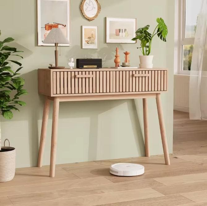 Houten consoletafel met 2 lades voor hal en woonkamer design, Huis en Inrichting, Kasten | Overige, Nieuw, Verzenden